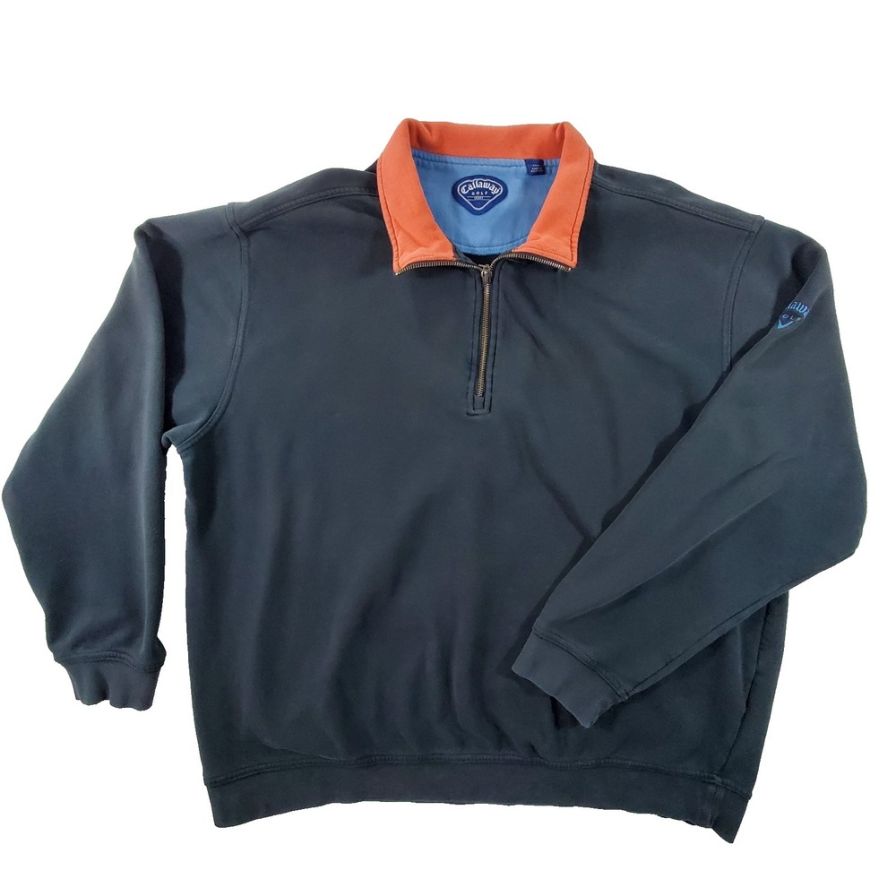 Callaway Golf Quarter Zip Pullover Mens‎ XXL Black Orange Sweatshirt Logo
